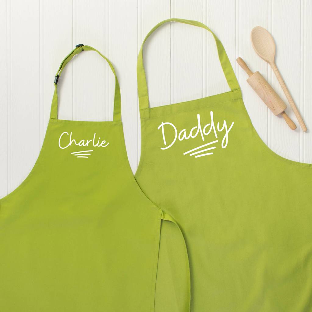 Personalised Daddy And Child Ballpoint Apron Set - Lovetree Design