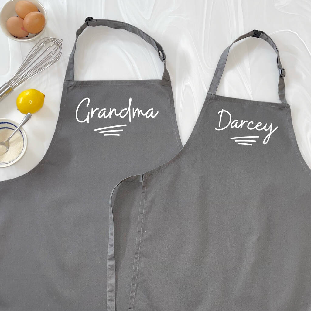Personalised Grandma And Child Ballpoint Apron Set - Lovetree Design