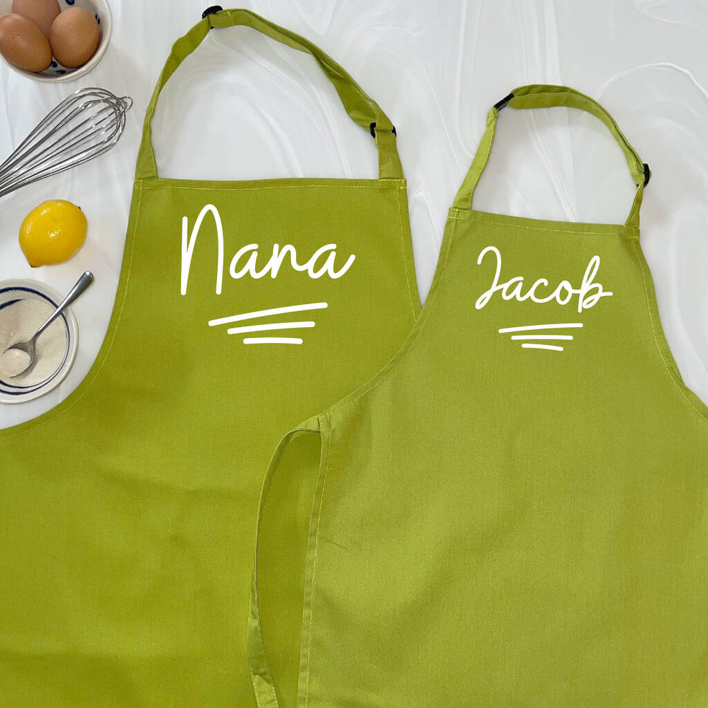 Personalised Grandma And Child Ballpoint Apron Set - Lovetree Design