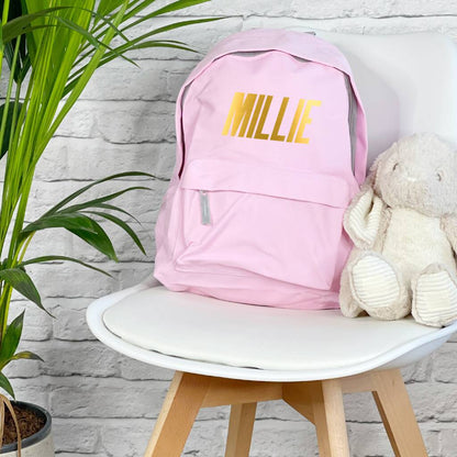 Personalised Italic Gold Kids Rucksack - Lovetree Design