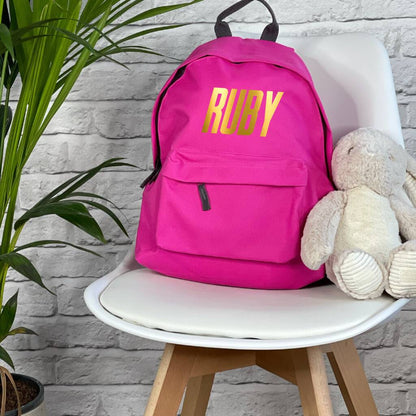 Personalised Italic Gold Kids Rucksack - Lovetree Design