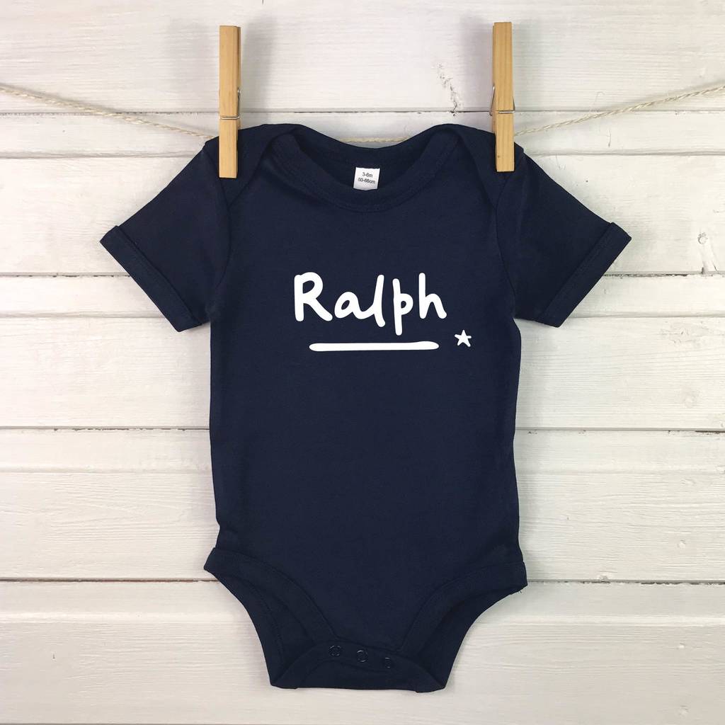 Personalised Name Baby Grow With Star - Lovetree Design