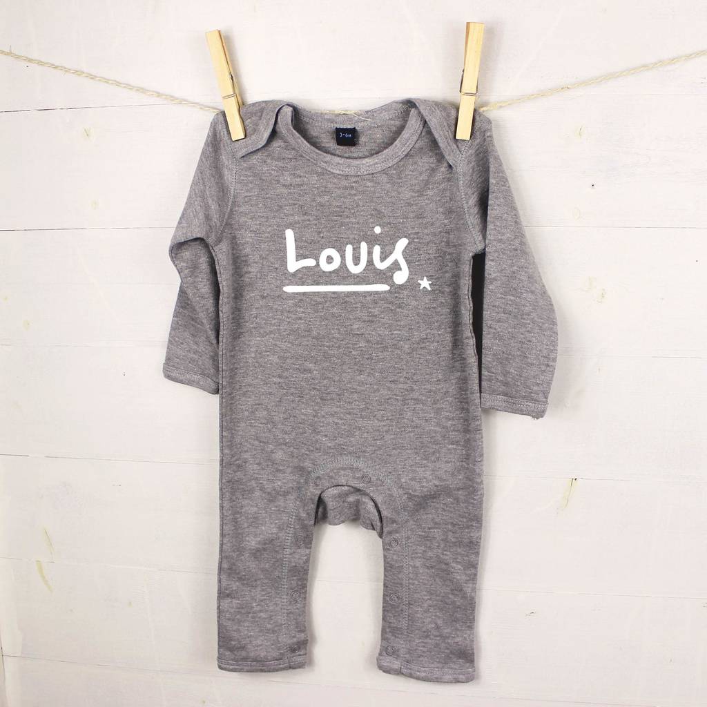 Personalised Name Baby Grow With Star - Lovetree Design