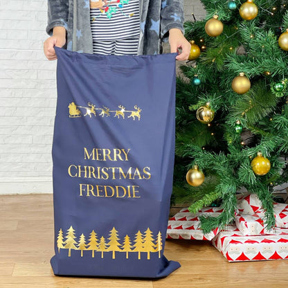 Personalised Santa Sack With Santa's Sleigh - Lovetree Design