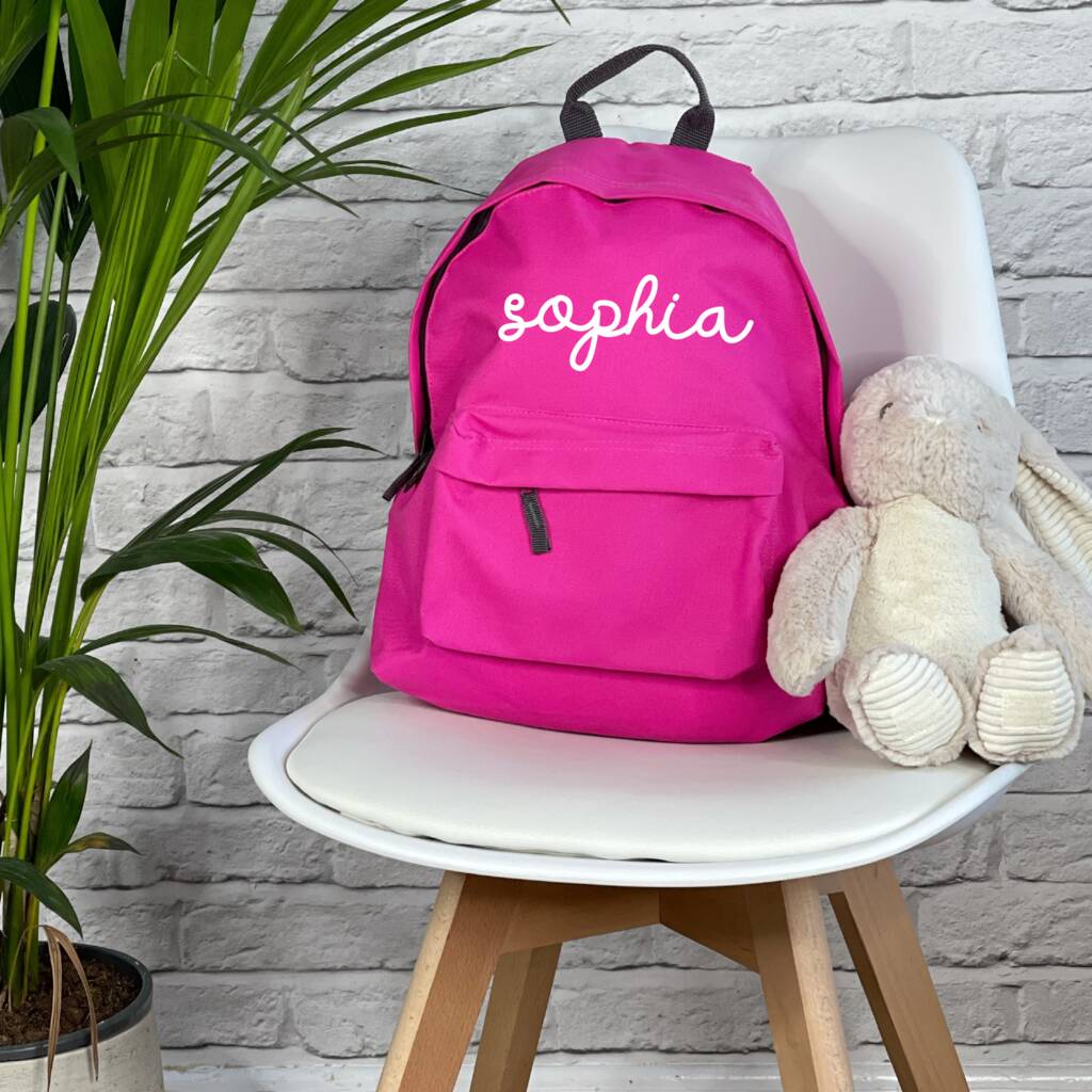 Kids Personalised Rucksack Swirly Writing Lovetree Design