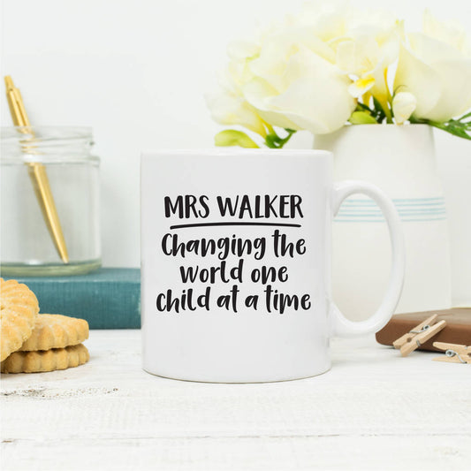 Personalised Teacher Mug. Changing The World - Lovetree Design