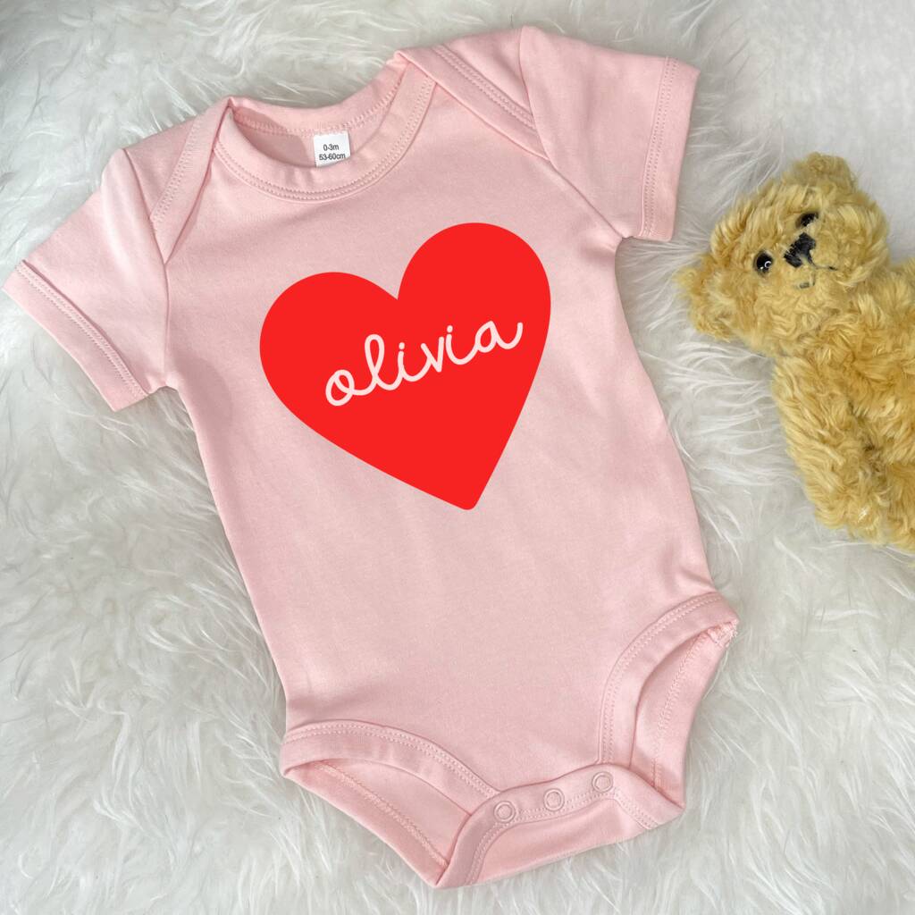 Red Heart Personalised Valentines Babygrow - Lovetree Design