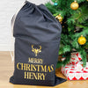Reindeer Black And Gold Personalised Santa Sack - Lovetree Design