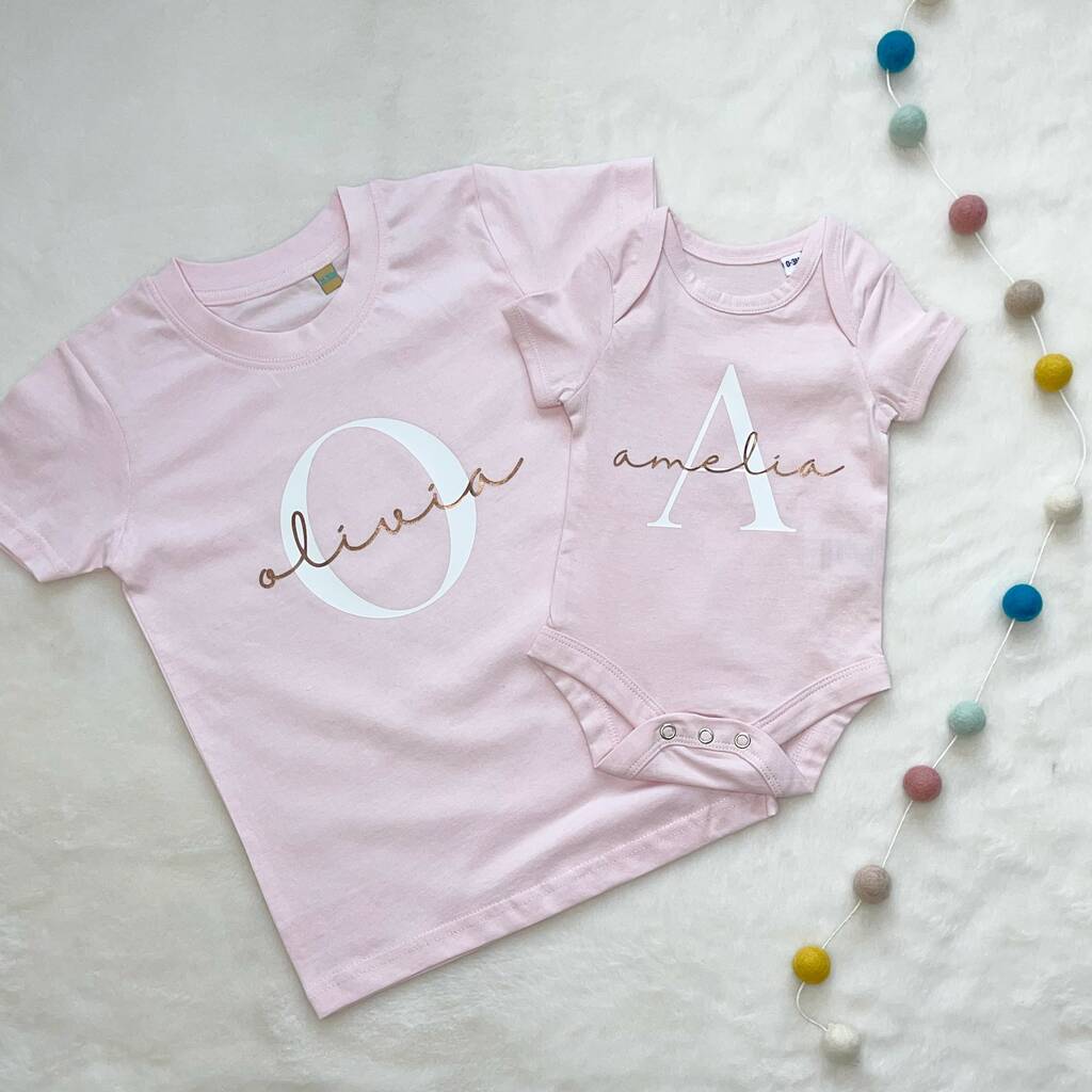 Rose Gold And Pink Personalised Girls T Shirt Set - Lovetree Design