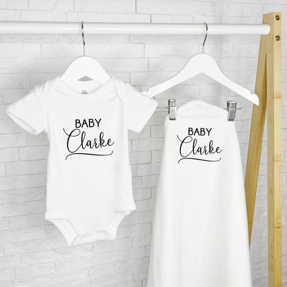 Script Baby And Blanket Personalised Set - Lovetree Design