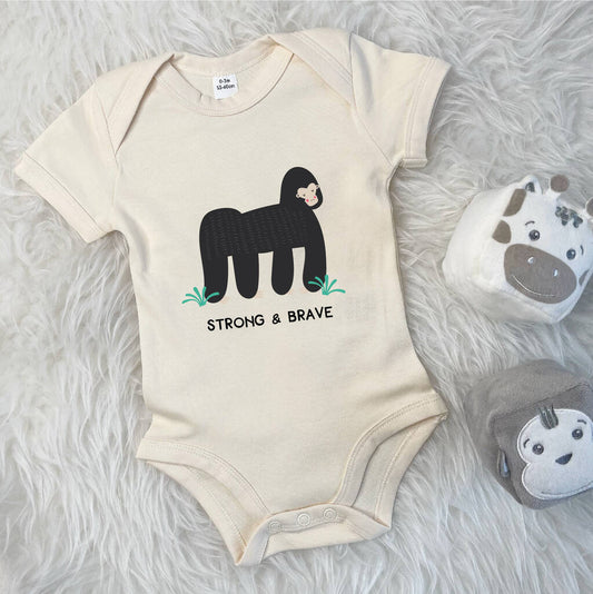 Strong And Brave Gorilla Jungle Babygrow - Lovetree Design