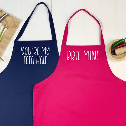 You're My Feta Half Cheese Pun Apron Couple Set - Lovetree Design