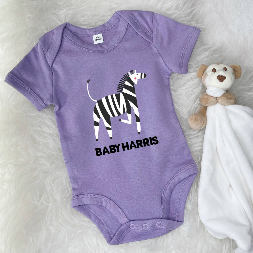 Zebra Personalised Jungle Babygrow - Lovetree Design