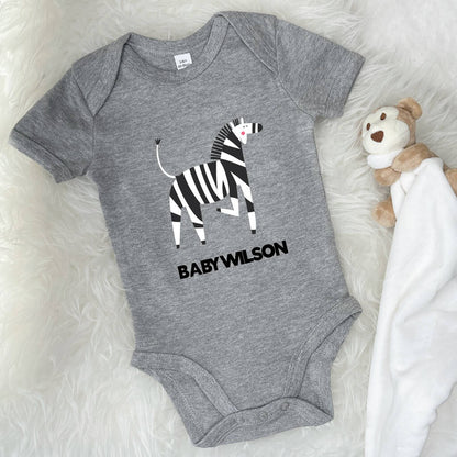 Zebra Personalised Jungle Babygrow - Lovetree Design