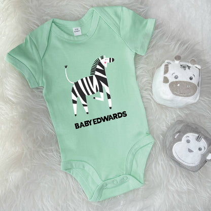 Zebra Personalised Jungle Babygrow - Lovetree Design