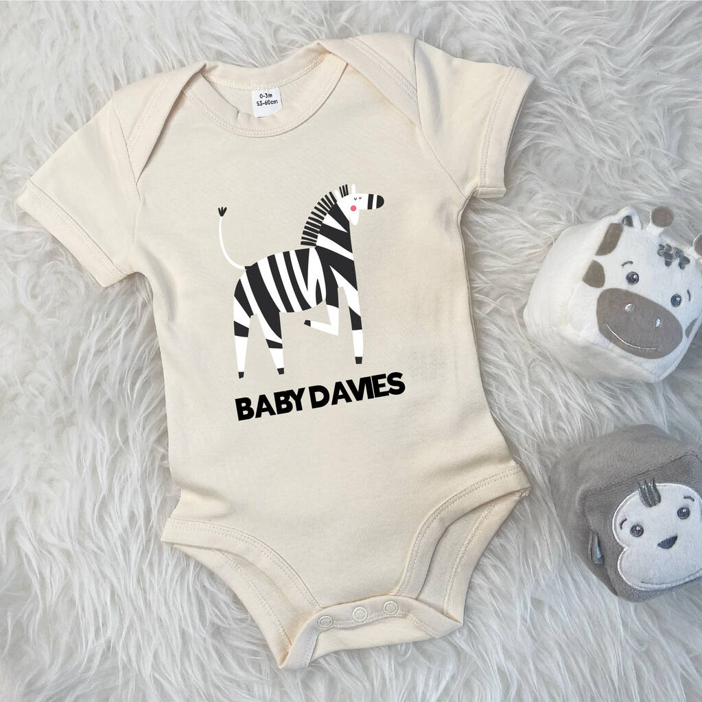 Zebra Personalised Jungle Babygrow - Lovetree Design