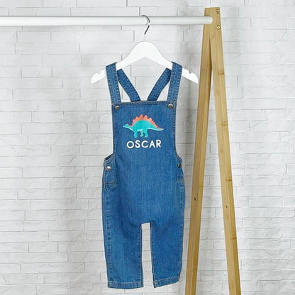 Dinosaur Personalised Baby/Kids Denim Dungarees - Lovetree Design