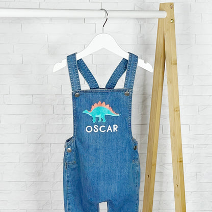 Dinosaur Personalised Baby/Kids Denim Dungarees - Lovetree Design