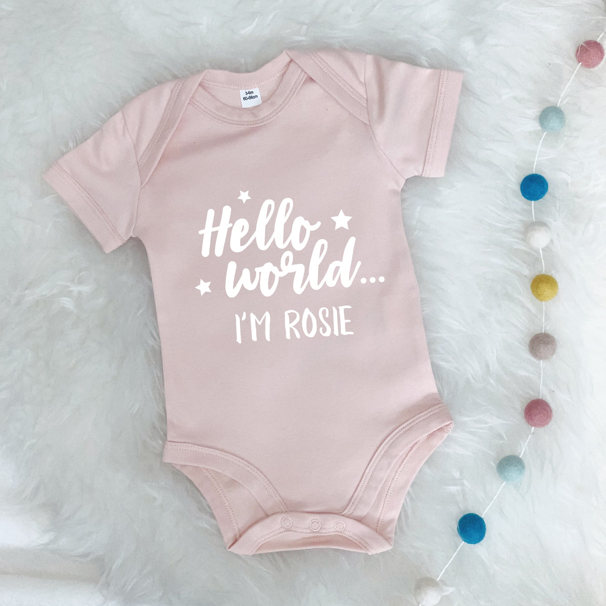 Hello World.. Personalised New Baby Babygrow - Lovetree Design