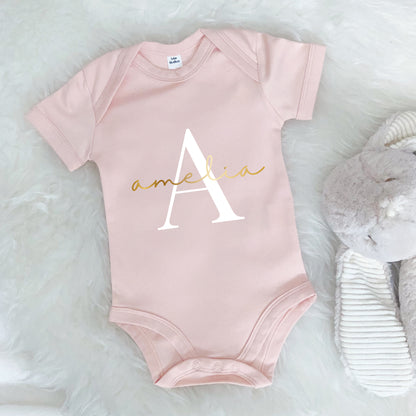 Babygrow Personalised With Name And Gold Initial - Lovetree Design