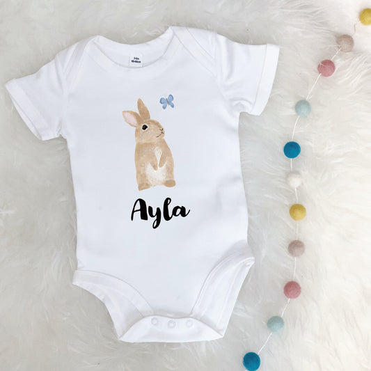 Illustrated Bunny Personalised Babygrow