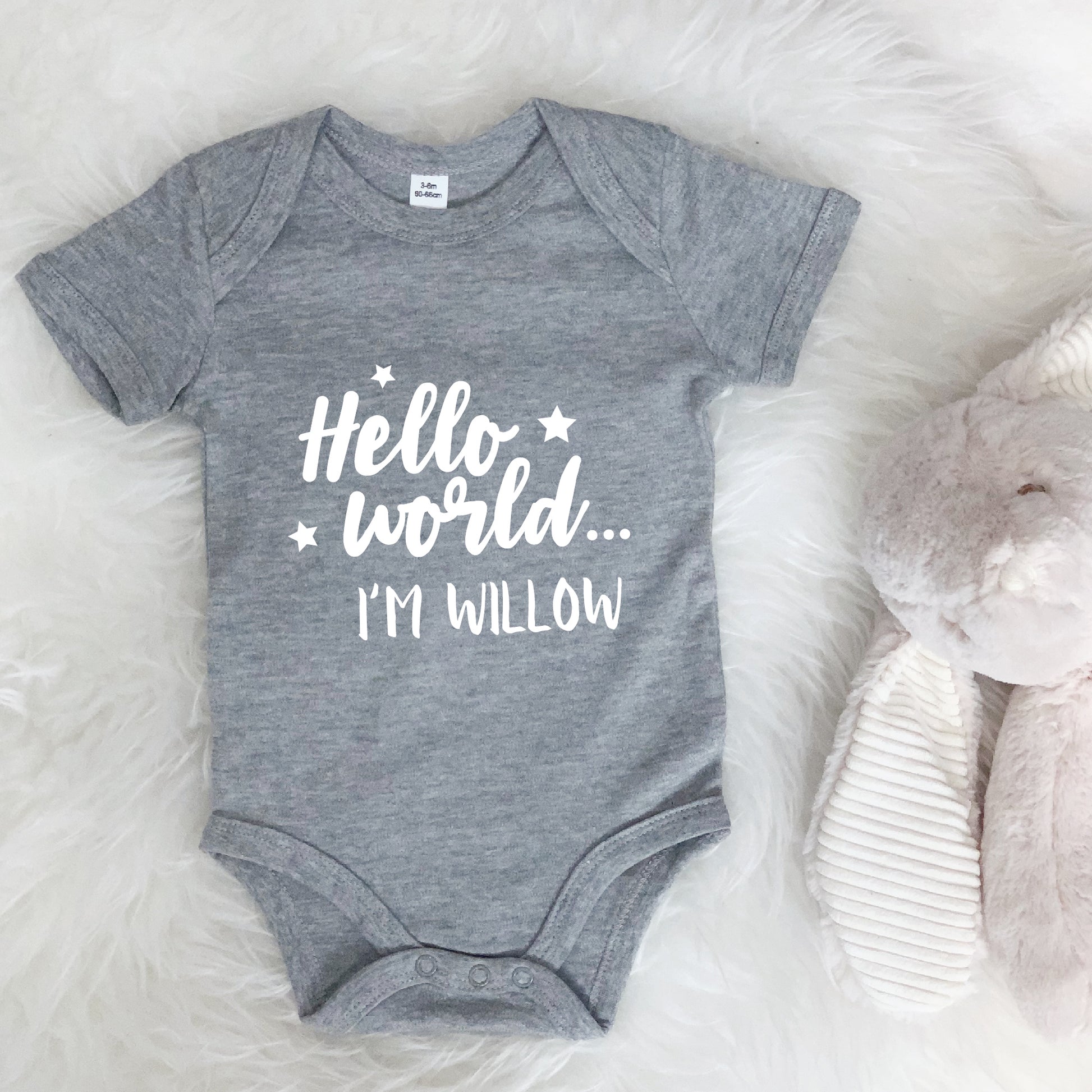 Hello World.. Personalised New Baby Babygrow - Lovetree Design