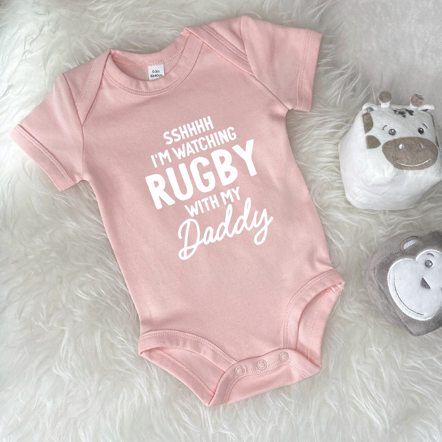 Watching Rugby With Daddy Personalised Sports Babygrow