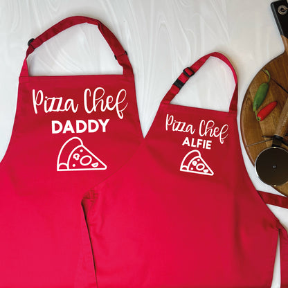 Adult And Child Personalised Pizza Chef Apron Set