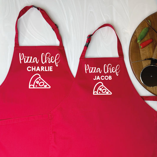 Pizza Chef Matching Siblings Personalised Apron Set