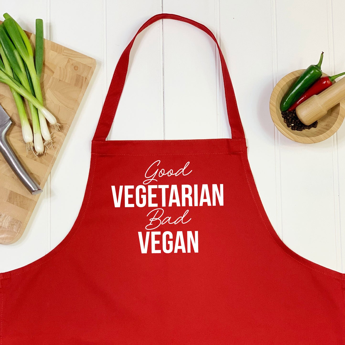 Good Vegetarian, Bad Vegan Apron - Lovetree Design