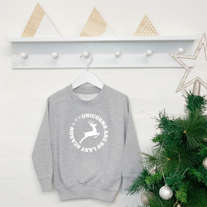 Unicorns Are So Last Season Kids Christmas Jumper - Lovetree Design