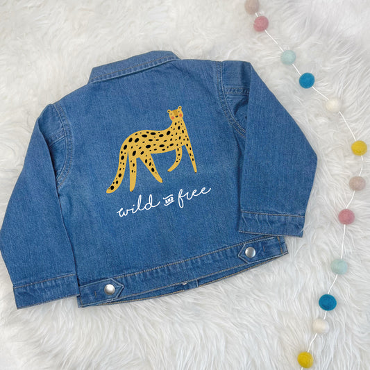 Leopard Wild And Free Baby/Kids Denim Jacket